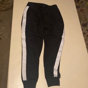 Black Jogger Pants with White Stripes